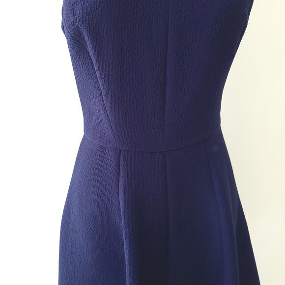 The Kooples Lace Sleeve Cocktail Dress Blue Fit Flare Crepe Medium - Picture 9 of 14